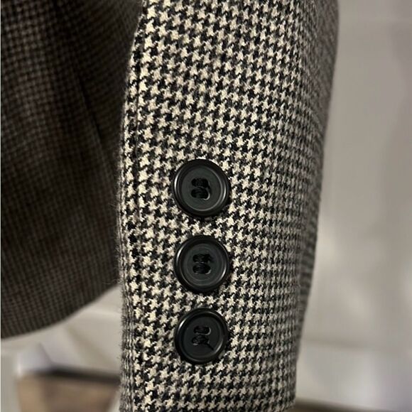H.W.LTD wool black & white check one button vintage blazer size 14 - Picture 6 of 9